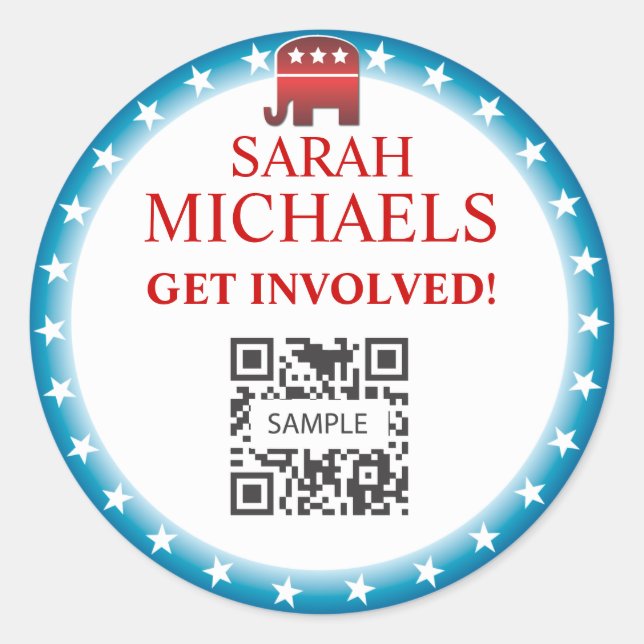 Aufkleber-Schablonen-Republikaner-Elefant Runder Aufkleber (Vorderseite)