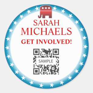 Aufkleber-Schablonen-Republikaner-Elefant Runder Aufkleber