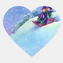 Aufkleber Schlittenfahren Winter Spaß Spielen Schn