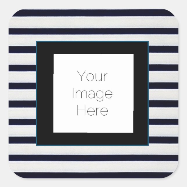 Aufkleber, schwarz und weiß gestreift, kundenspezi quadratischer aufkleber (Vorderseite)