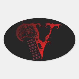 Aufkleber-- schwarzes und rotes Logo Ovaler Aufkleber