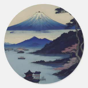 Aufkleber – See, Kiefer und Berg – Japan