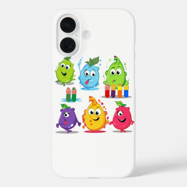 Aufkleber Set aus fünf bunten Früchten Case-Mate iPhone Hülle (Rückseite)