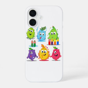 Aufkleber Set aus fünf bunten Früchten iPhone 16 Hülle