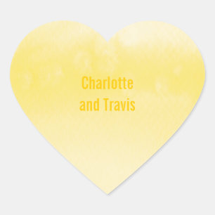 AUFKLEBER-SIEGEL:: ombre Aquarellgelb Herz-Aufkleber