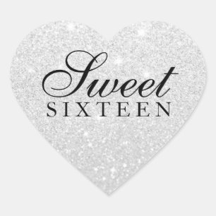 Aufkleber - Silber Glitzer Fab Sweet 16