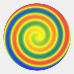 Aufkleber spiralförmig Regenbogen      (x20)