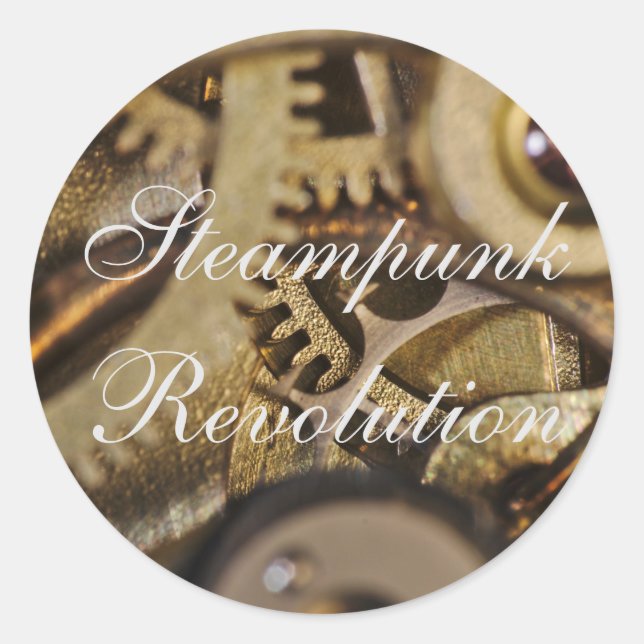 Aufkleber: Steampunk Revolution. Überwachungsmecha Runder Aufkleber (Vorderseite)