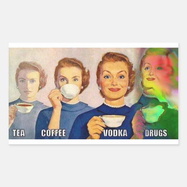 Aufkleber, Tee, Kaffee, Wodka, Drogen Rechteckiger Aufkleber (Vorderseite)