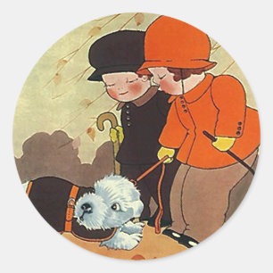 Aufkleber Vintag für immer Zuhause Hund Komfort-St