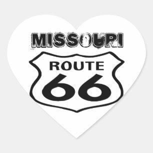 Aufkleber Vintage Route 66 Abgenutzt Missouri Herz