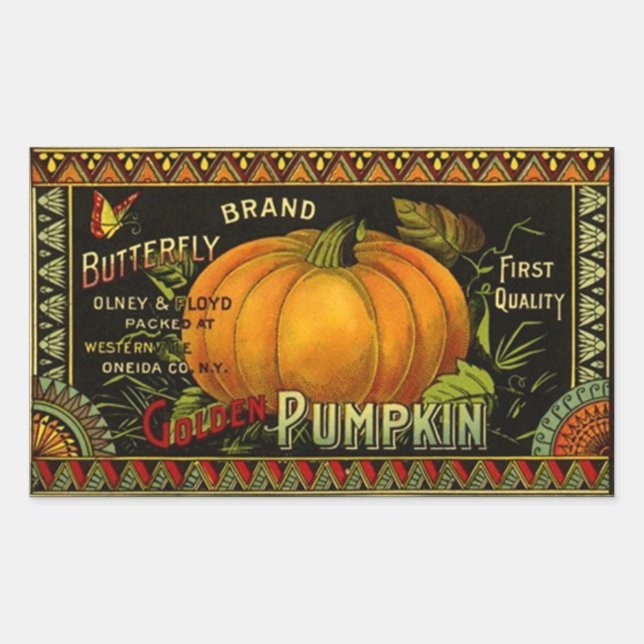 Aufkleber Vintage Schmetterlingsmarke Pumpkin Dose (Vorderseite)