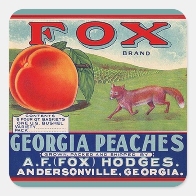 Aufkleber Vintage Werbung Fox Georgia Pfirsiche (Vorderseite)