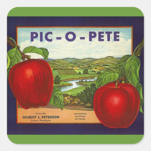 Aufkleber Vintage Werbung Pic-O-Pete Pete Äpfel