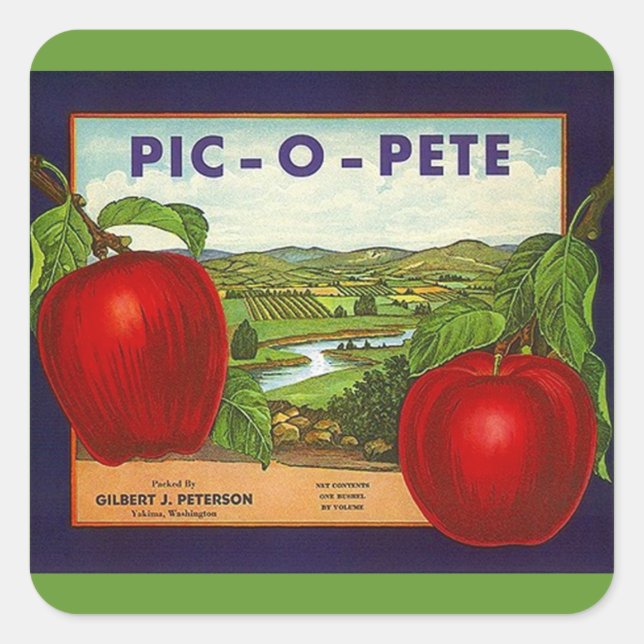 Aufkleber Vintage Werbung Pic-O-Pete Pete Äpfel (Vorderseite)