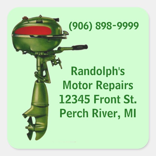 Aufkleber Vintager Outboard Motor Repair Shop Serv (Vorderseite)