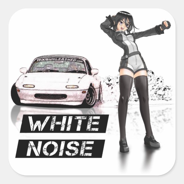 Aufkleber "White Noise MX5 Miata" (Vorderseite)