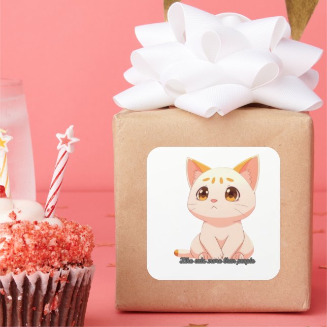 Aufkleber- Wie Katzen mehr als Menschen Quadratischer Aufkleber (Party)