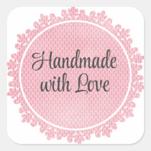 Aufkleberbogen - Pink Vintage Chic Danke Quadratischer Aufkleber