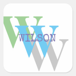 Aufklebername Monogramm weiß Quadratischer Aufkleber