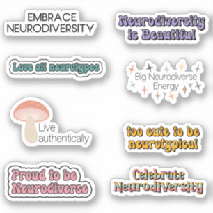 Aufkleberpackung für Neuroversity Awareness Typogr Aufkleber