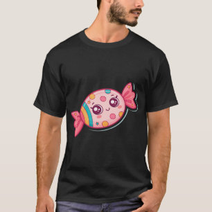 Aufklebervorlage mit süßem Candy Kawaii Charakter T-Shirt