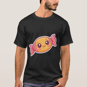 Aufklebervorlage mit süßer Süßigkeit Kawaii-Charak T-Shirt