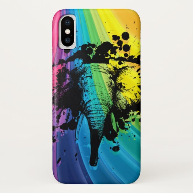 Aufladen des Bull-Elefanten auf Regenbogen Case-Mate iPhone Hülle (Rückseite)