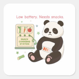 Aufladen mit Bamboo-Snacks Quadratischer Aufkleber