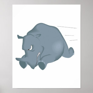Aufladen von verrücktem Rhino Poster
