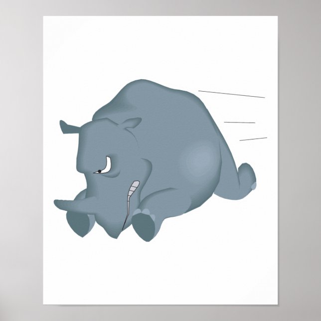 Aufladen von verrücktem Rhino Poster (Vorne)