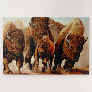 AufladenBaffalo/Bison mit Kalb, Stier 1014 Stück Puzzle