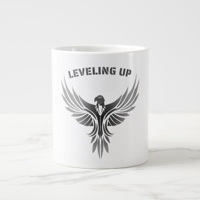 Auflevelnde Silber-Phönix-Kunst Jumbo-Tasse (Vorderseite)