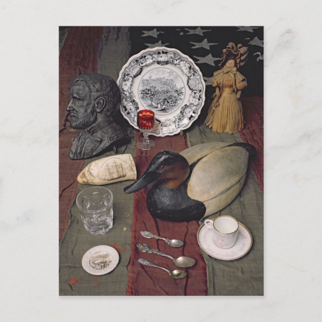 Auflistung von Objekten, einschließlich einer Tass Postkarte (Vorderseite)