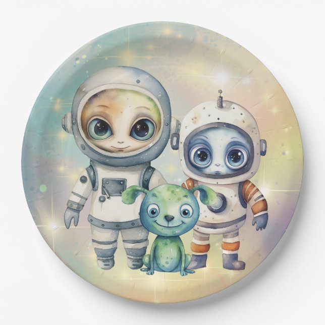 Aufmerksamkeit Intergalaktische Schlicht Paper Tel Pappteller (Vorderseite)