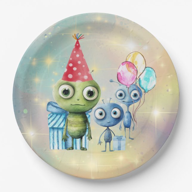 Aufmerksamkeit Intergalaktische Schlicht Paper Tel Pappteller (Vorderseite)