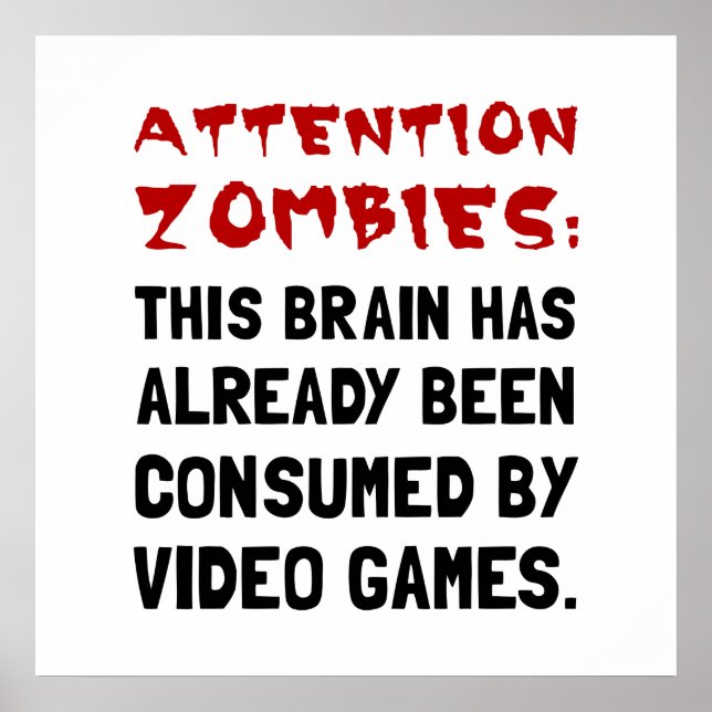 Aufmerksamkeit Zombies Videospiele Poster (Vorne)