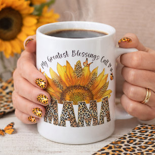 Aufmunternde Sonnenblumen-Nachricht für Mama Kaffeetasse
