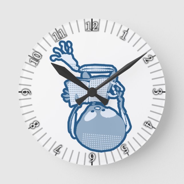 Aufnahme eines literarischen Skeletts mit Buch Runde Wanduhr (Vorderseite)