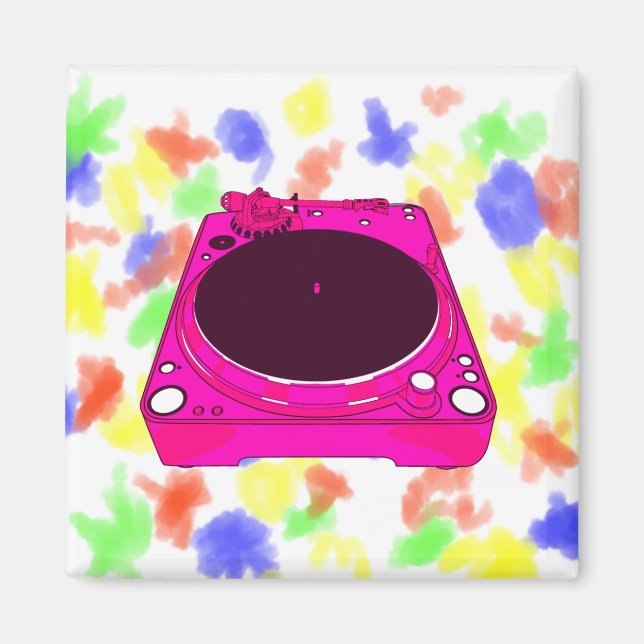 Aufnahme Player rosa Farbe Grafik Magnet (Vorne)