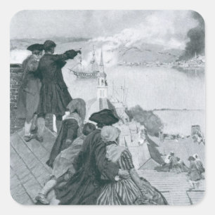 Aufpassen des Kampfes an Bunker Hill-Illustration Quadratischer Aufkleber