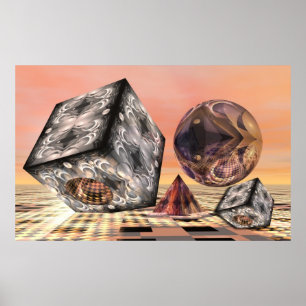 Aufprallen der geometrischen Formen Poster