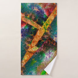 Aufprallung der farbigen Schichten mit rustikalem  Badhandtuch Set