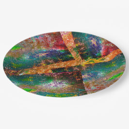 Aufprallung der farbigen Schichten mit rustikalem  Pappteller