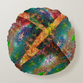 Aufprallung der farbigen Schichten mit rustikalem  Rundes Kissen