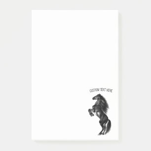 Aufrecht Schwarzes Wildpferd - Schwarz-Weiß-Zeichn Post-it Klebezettel