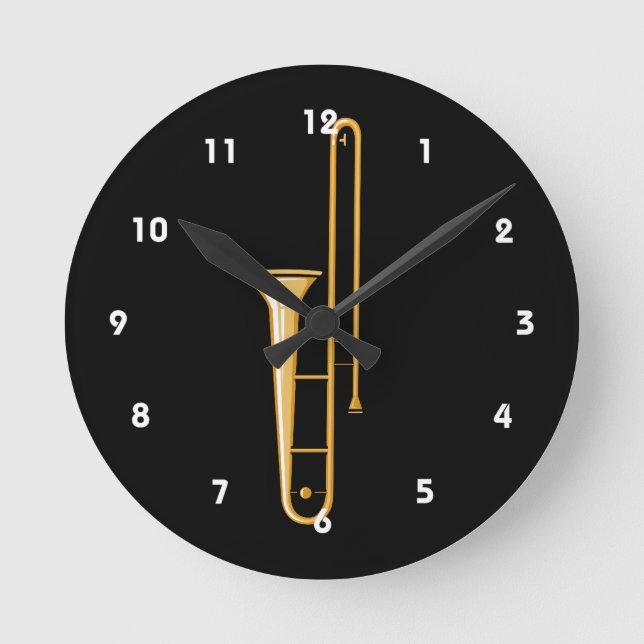 aufrechte Grafik des Trombone Runde Wanduhr (Vorderseite)