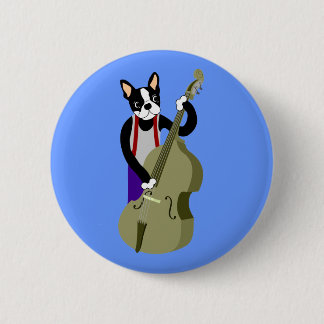 Aufrechter Bass-Spieler Bostons Terrier Button