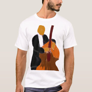 Aufrechter Bass-Spieler, voller T-Shirt