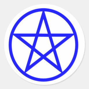 Aufrechter blauer Pentagram Runder Aufkleber